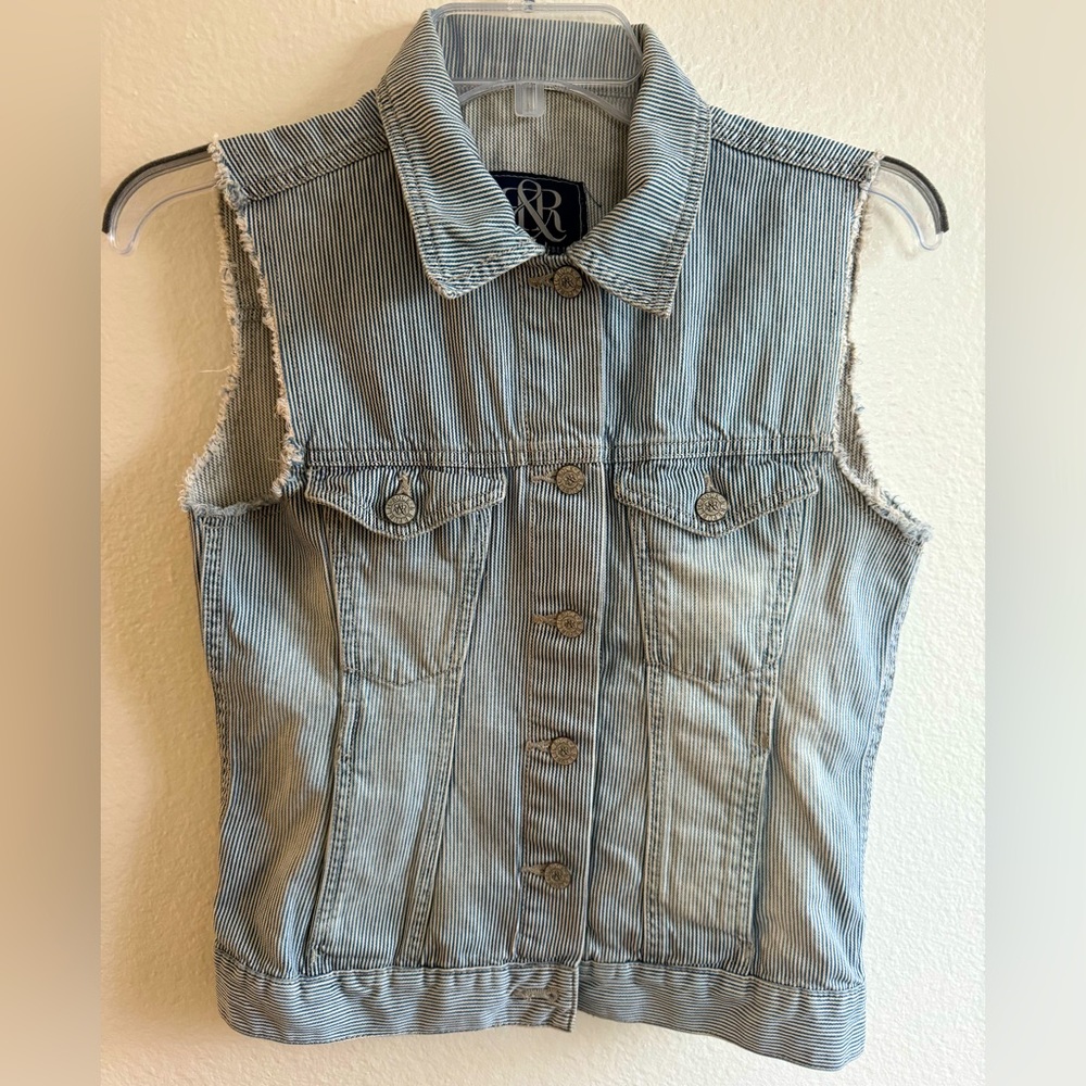Striped Jean Vest
